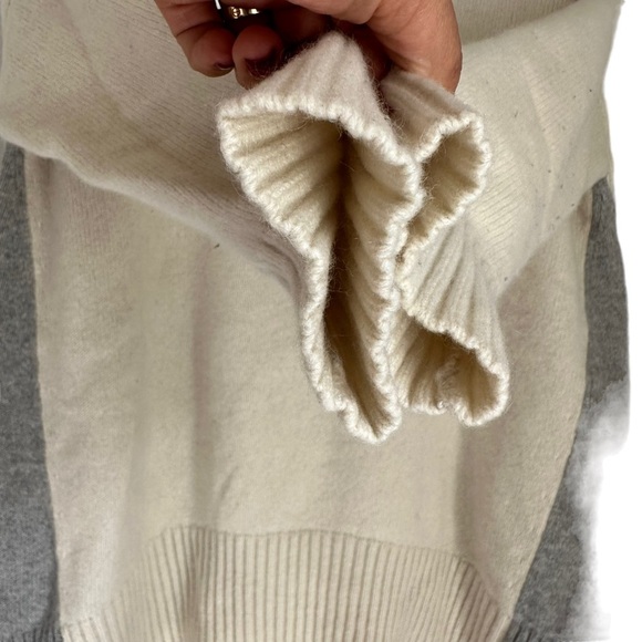 Eileen Fisher Cream & Gray Two Tone Cashmere Crewneck‎ Sweater Size: XXS - Picture 4 of 12